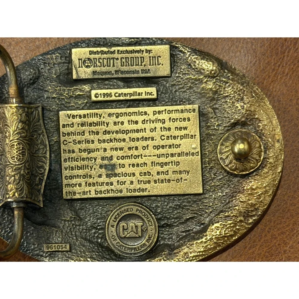 Vintage 1996 CAT C-Series Backhoe Loader Belt Buckle Norscot Group USA